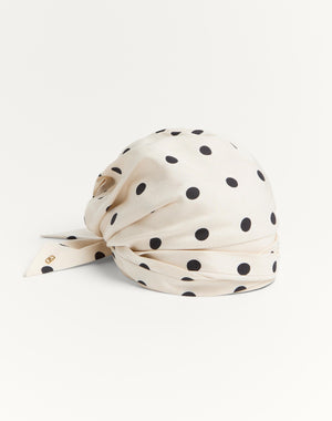 Turbante Foulard Con Treccia In Seta Con Stampa Pois 
