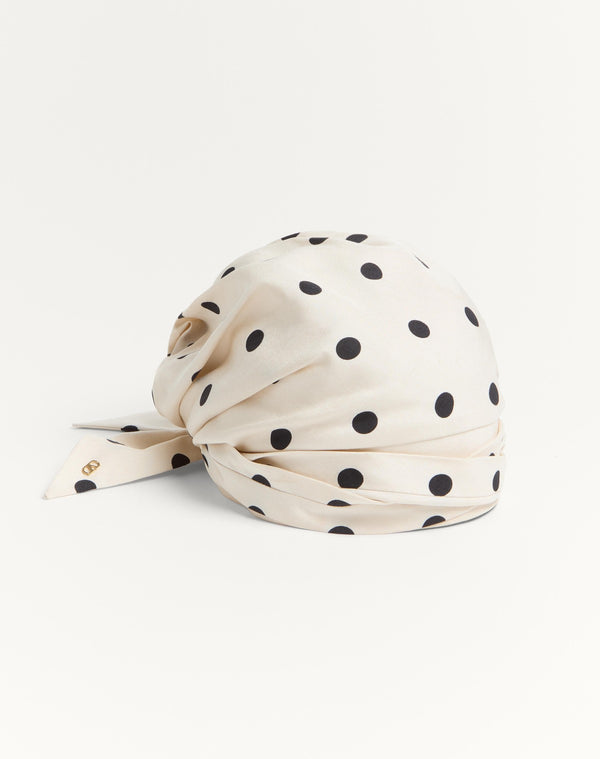 Turbante Foulard Con Treccia In Seta Con Stampa Pois 