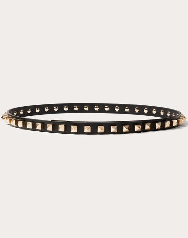 Cintura Rockstud In Vitello Lucido 15 Mm