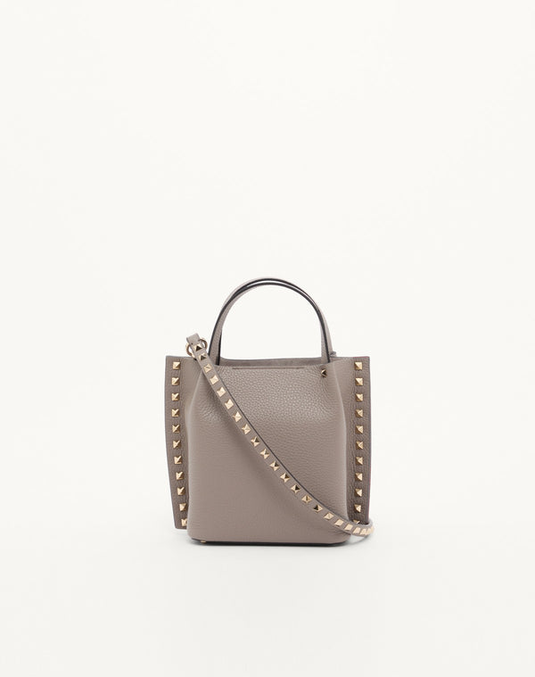 BORSA SHOPPING PICCOLA ROCKSTUD IN VITELLO GRANATO 
