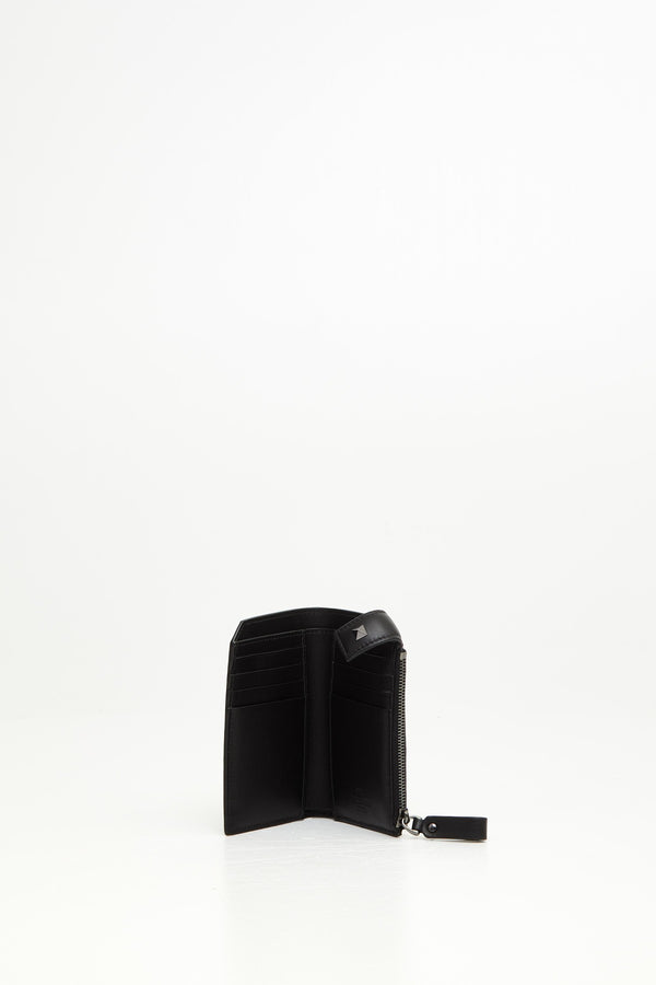 PORTACARTE CON ZIP DOT ROCKSTUD  IN VITELLO