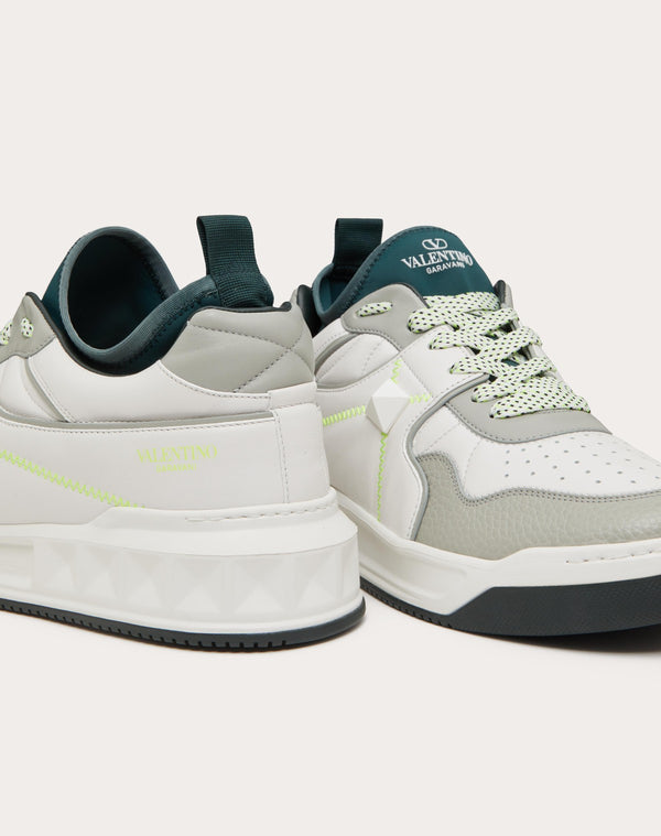 Sneaker Mid-Top One Stud In Nappa E Tessuto