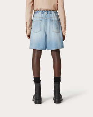 Bermuda In Denim Con Vlogo Signature Impresso