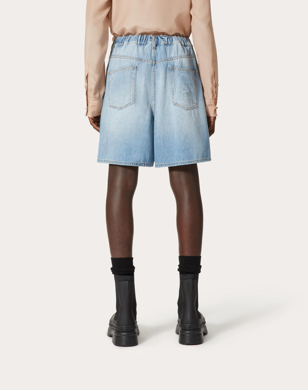 Bermuda In Denim Con Vlogo Signature Impresso