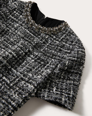 Abito Corto In Tweed Ricamato