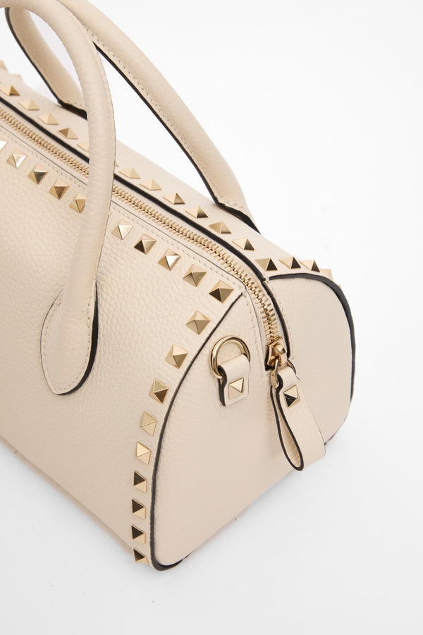 BORSA A MANO ROCKSTUD IN VITELLO GRANATO