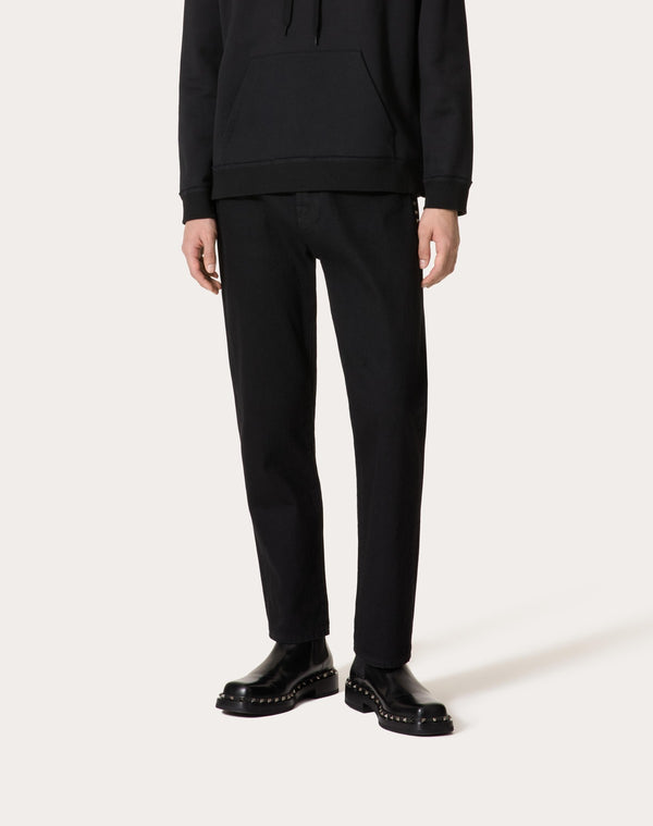 Pantalone In Denim Con Borchie Black Untitled