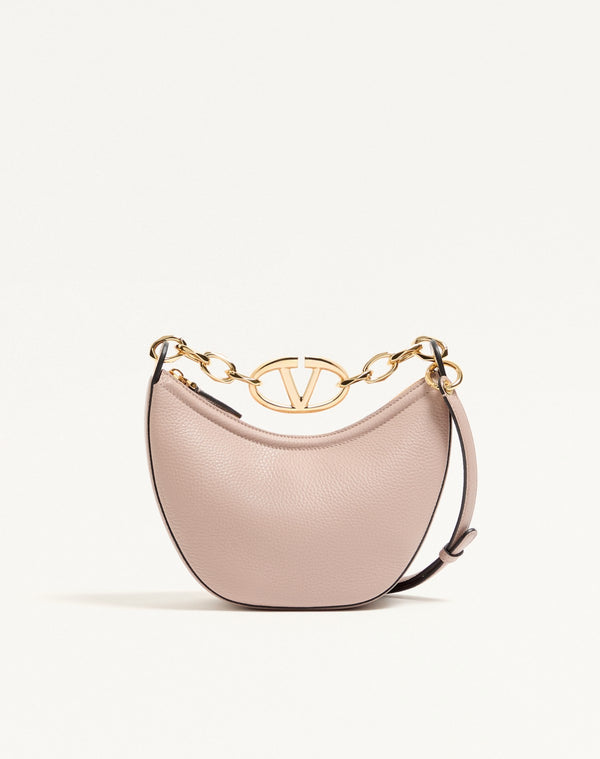 Mini Hobo Vlogo Moon Bag  In Vitello Granato Con Catena