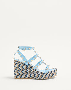 Sandalo Zeppa Rockstud in vitello con cinturini 95mm