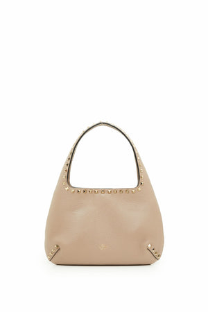 BORSA HOBO PICCOLA ROCKSTUD IN VITELLO GRANATO