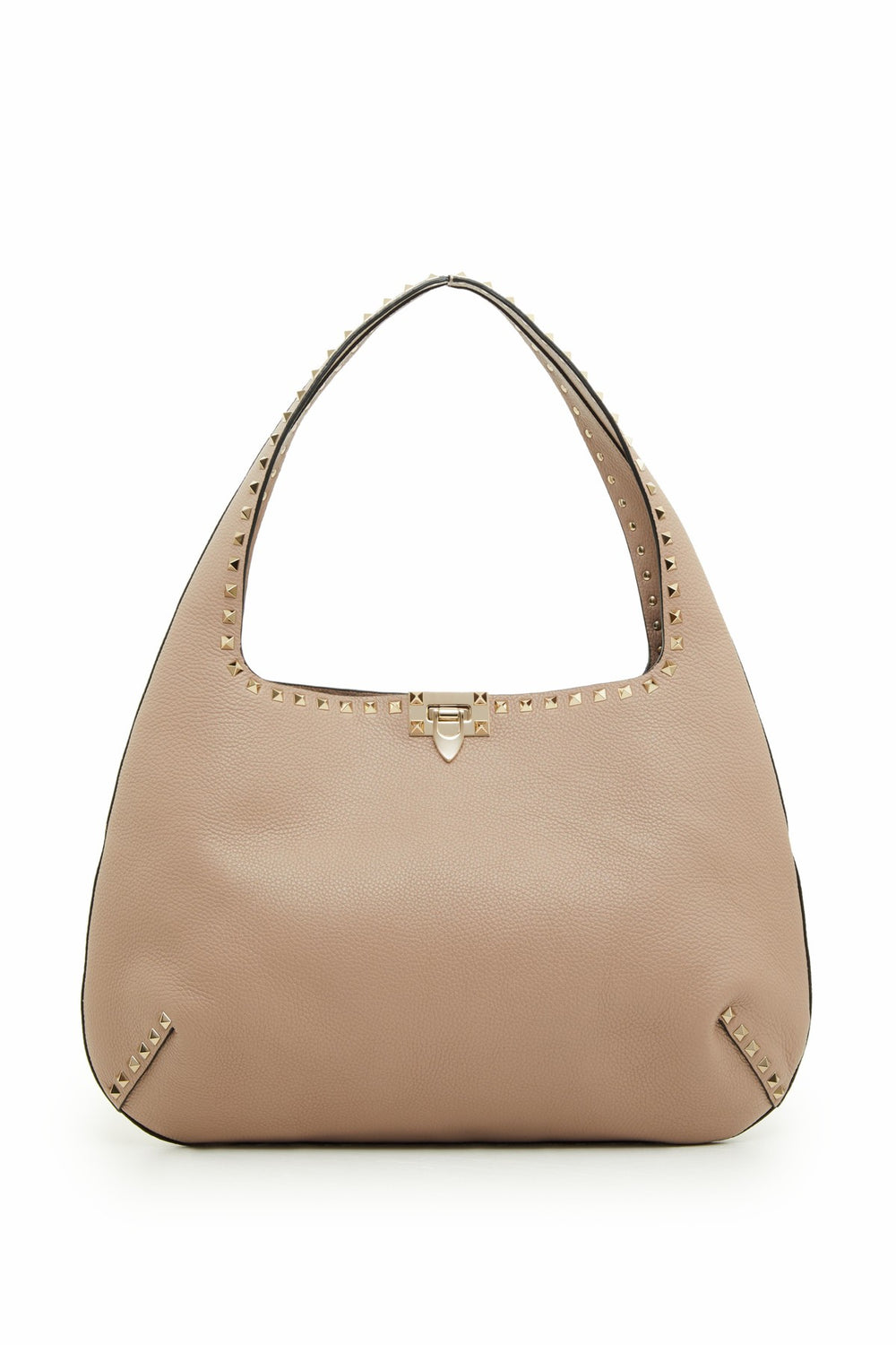BORSA HOBO PICCOLA ROCKSTUD IN VITELLO GRANATO