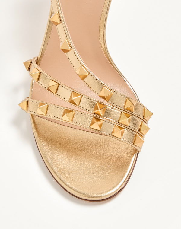 Sandalo Rockstud In Nappa Laminata 85Mm