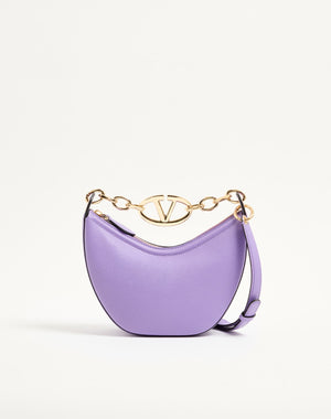 Mini Hobo Vlogo Moon Bag  In Vitello Granato Con Catena
