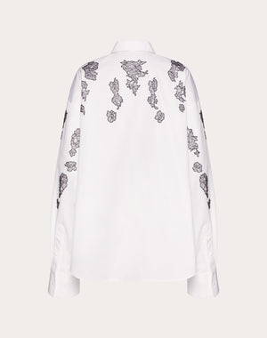 Camicia In Compact Popeline Ricamata