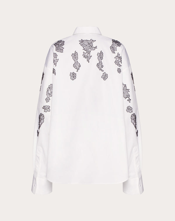 Camicia In Compact Popeline Ricamata