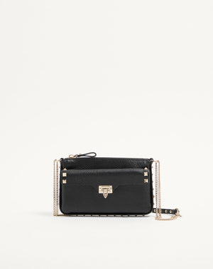 POUCH CON CATENA ROCKSTUD IN VITELLO GRANATO