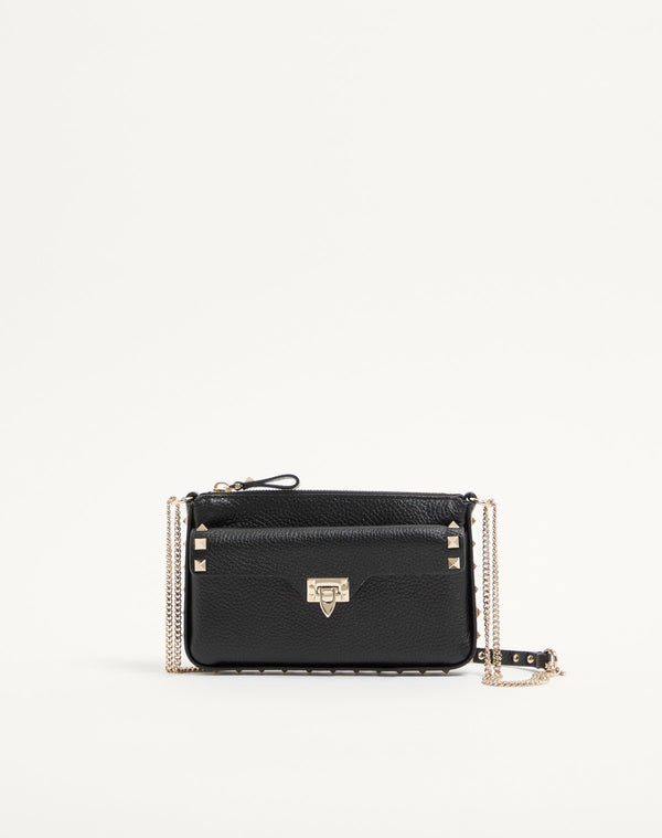 POUCH CON CATENA ROCKSTUD IN VITELLO GRANATO