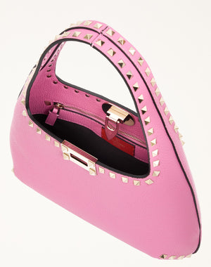 BORSA HOBO PICCOLA ROCKSTUD IN VITELLO GRANATO