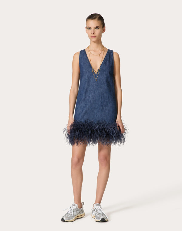 Abito Corto In Chambray Denim 