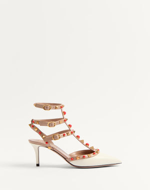 Décolleté Rockstud In Vitello Con Pietre Cabochon 65Mm