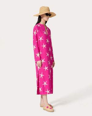 Abito Midi In Crepe De Chine Starfish 