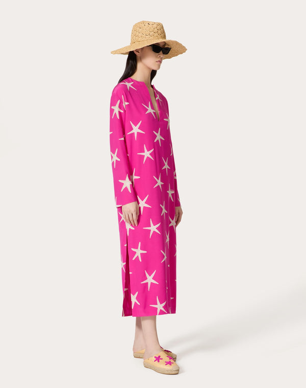 Abito Midi In Crepe De Chine Starfish 