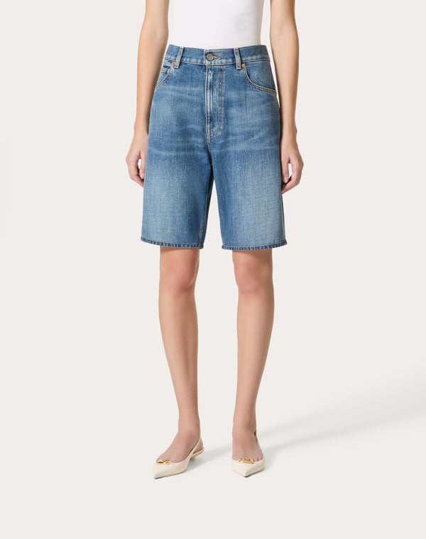 Bermuda In Medium Blue Denim Riserva 