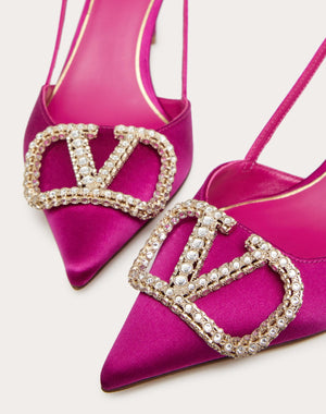 Décolleté Slingback Vlogo Signature In Raso 80Mm