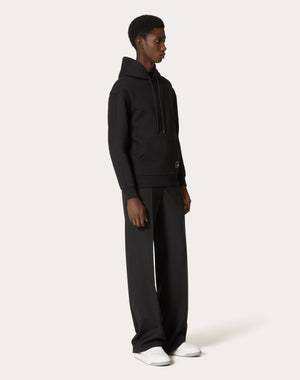 Felpa In Cotone Tecnico Con Cappuccio E Etichetta Sartoriale Maison Valentino