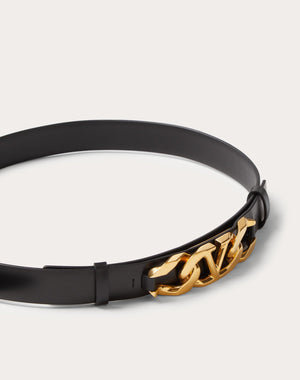 Cintura Vlogo Chain In Vitello Lucido 25 Mm