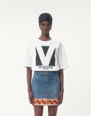 T-Shirt In Jersey Cotton Con Stampa Chez Valentino
