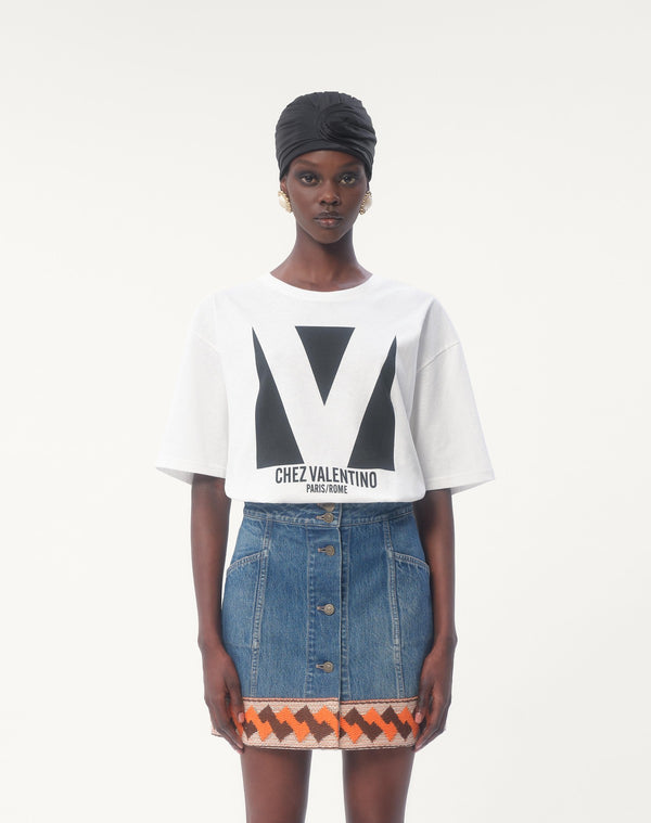 T-Shirt In Jersey Cotton Con Stampa Chez Valentino