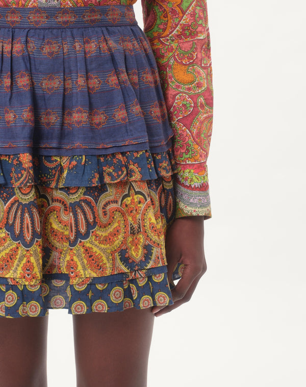 Gonna In Lino Paisley Medaglioni Voyage Imaginaire 