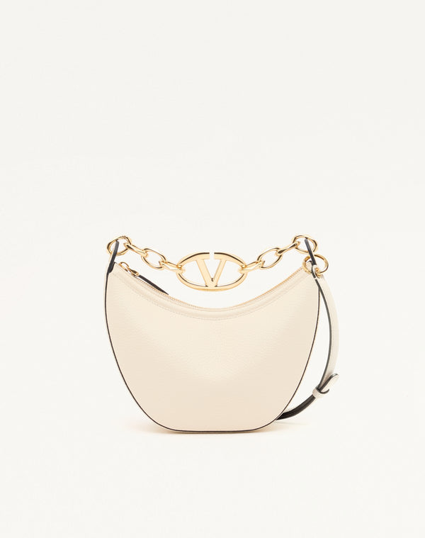 Mini Hobo Vlogo Moon Bag  In Vitello Granato Con Catena
