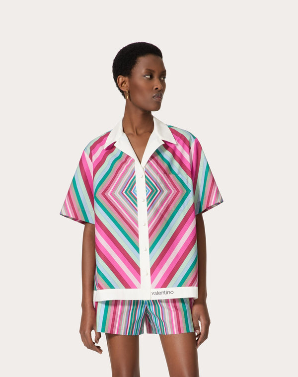Camicia In Popeline Valentino Rhombus 75 Foulard 