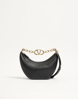 Hobo Piccola Vlogo Moon Bag In Vitello Granato Con Catena