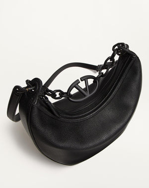Hobo Piccola Vlogo Moon Bag In Vitello Granato Con Catena
