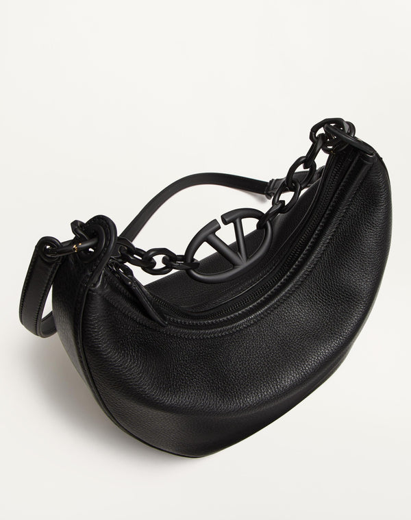 Hobo Piccola Vlogo Moon Bag In Vitello Granato Con Catena