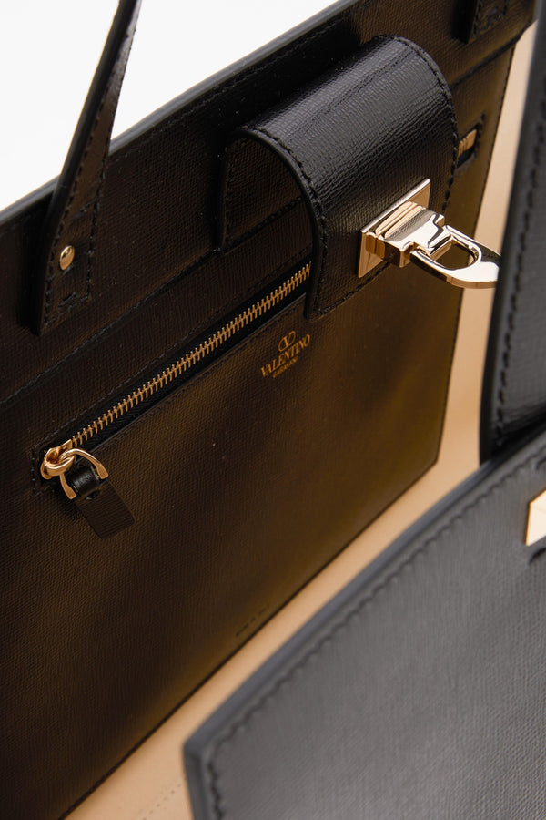 BORSA GRANDE ROCKSTUD FIERCE IN VITELLO GRANATO 