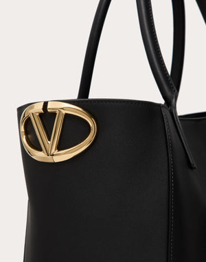 Borsa Shopping Vlogo Side In Vitello Nappato