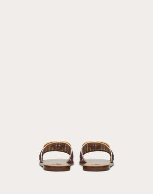 Sandalo Slider Vlogo Signature In Nappa Laminata Intrecciata