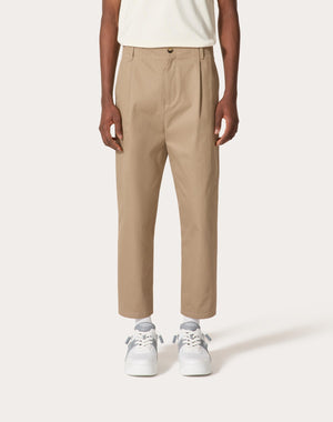 Pantalone In Gabardina Di Cotone Con Etichetta Maison Valentino