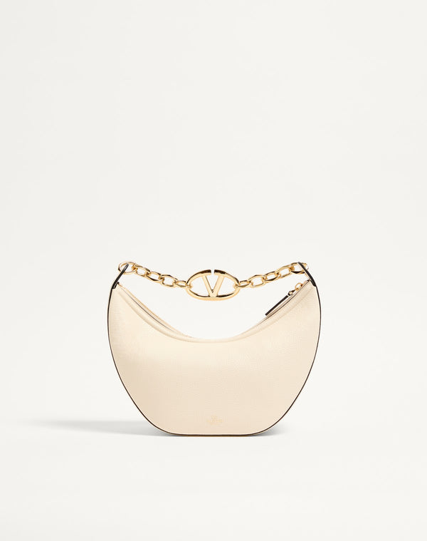 Hobo Piccola Vlogo Moon Bag In Vitello Granato Con Catena