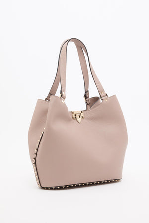 BORSA SHOPPING ROCKSTUD IN VITELLO GRANATO