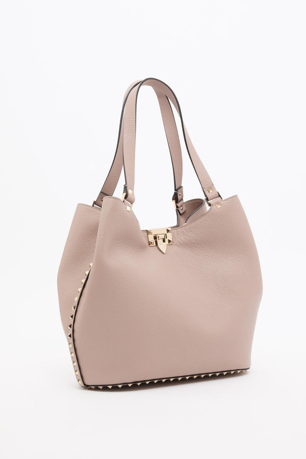 BORSA SHOPPING ROCKSTUD IN VITELLO GRANATO