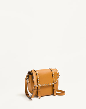 Borsa a tracolla piccola Valentino Garavani Rockstud in vitello granato