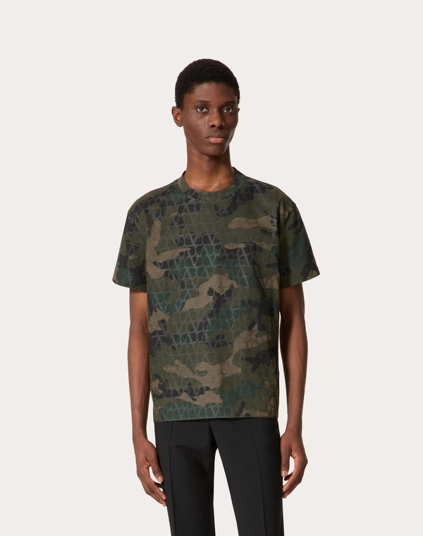 T-Shirt In Cotone Con Stampa Toile Iconographe Camouflage