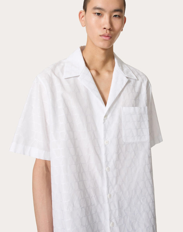 Camicia Da Bowling In Popeline Di Cotone Con Motivo Toile Iconographe