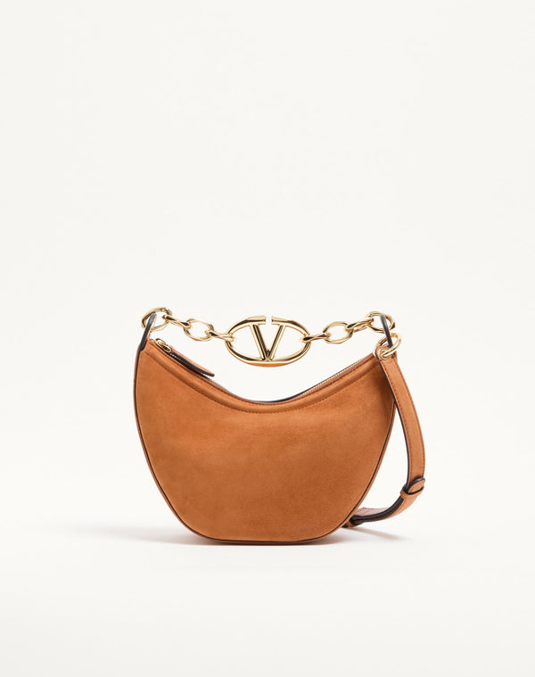 Mini Hobo Vlogo Moon Bag  In Suede Con Catena