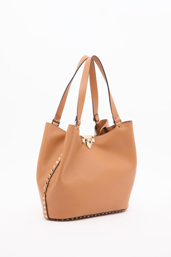 BORSA SHOPPING ROCKSTUD IN VITELLO GRANATO